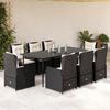 vidaXL 9 Piece Garden Dining Set with Cushions Black Poly Rattan