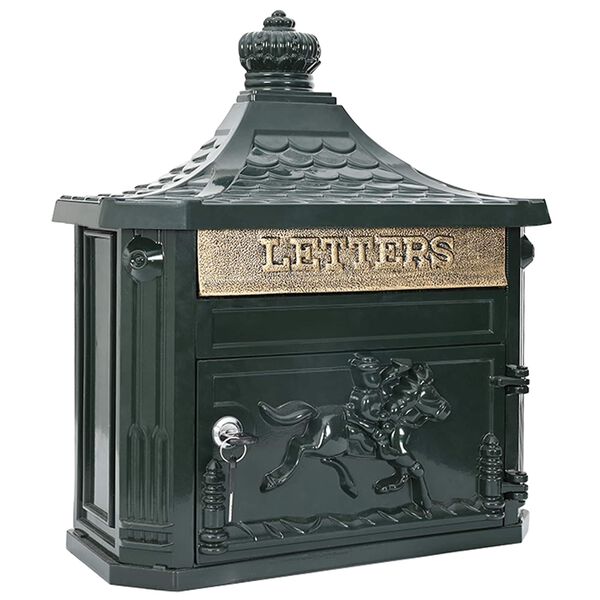 vidaXL Wall Mounted Mailbox Green 40.5 x 16 x 45 cm Cast Aluminum