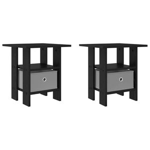 vidaXL Bedside Table 2 pcs Black Oak 41 x 40 x 45 cm Engineered Wood