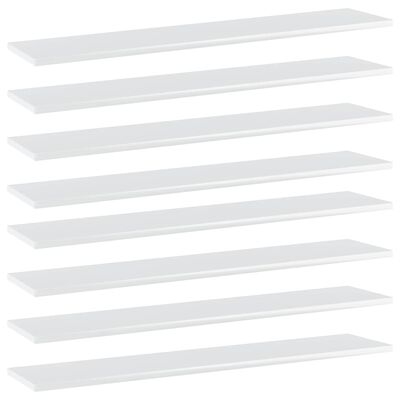 vidaXL Bookshelf Boards 8 pcs High Gloss White 100x20x1.5 cm Engineered Wood