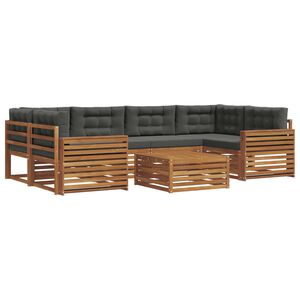 vidaXL Outdoor Sofa Set 7 pcs Natural and Anthracite