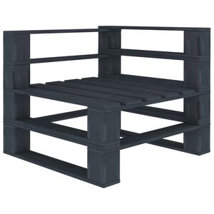 vidaXL Garden Pallet Corner Sofa Wood Grey