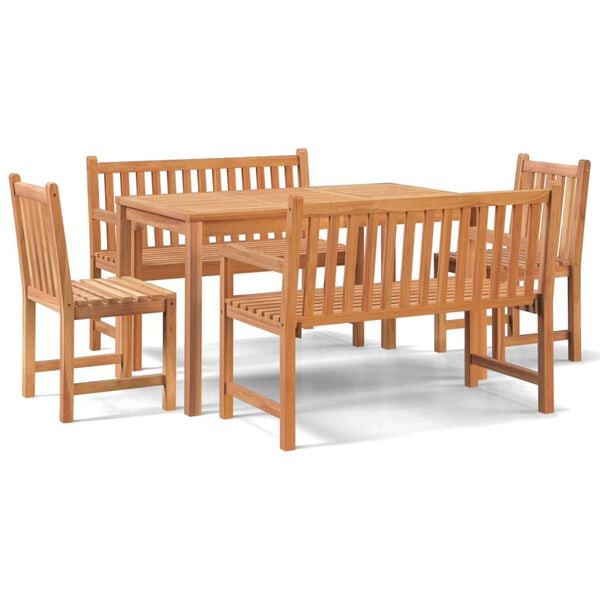 vidaXL 5 Piece Garden Dining Set Solid Wood Teak
