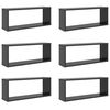 vidaXL Wall Cube Shelf 6 pcs Grey 60x15x23 cm Engineered Wood