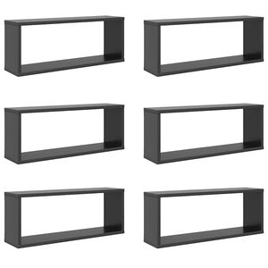 vidaXL Wall Cube Shelf 6 pcs Grey 60x15x23 cm Engineered Wood