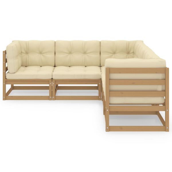 vidaXL 5 Piece Garden Lounge Set with Cushions Solid Pinewood
