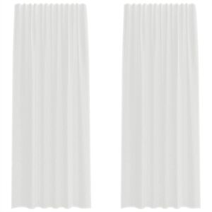 vidaXL Voile Curtains with Rod Pockets 2 pcs White