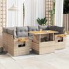 vidaXL 7 Piece Garden Sofa Set with Cushions Beige Poly Rattan Acacia