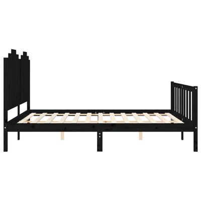 vidaXL Bed Frame with Headboard Black 180x200 cm Super King Solid Wood