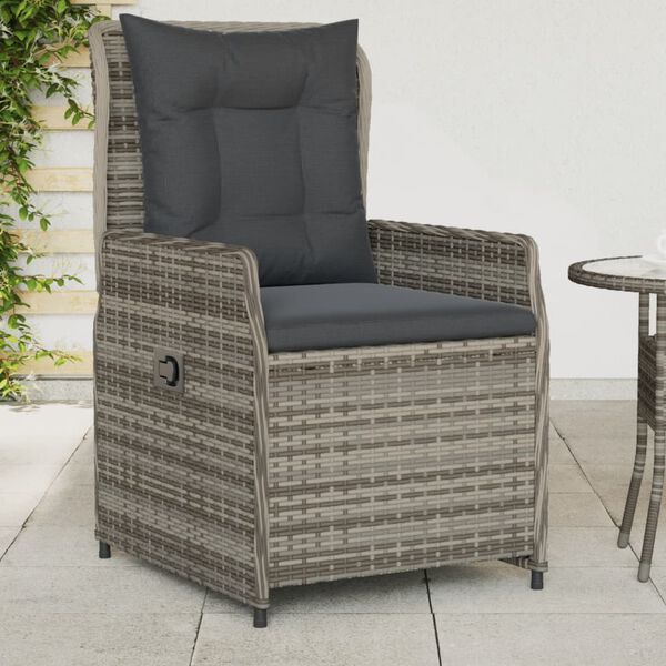 vidaXL Reclining Garden Chairs 2 pcs Grey Poly Rattan