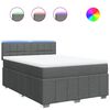 vidaXL Box Spring Bed with Mattress Dark Grey Queen Fabric