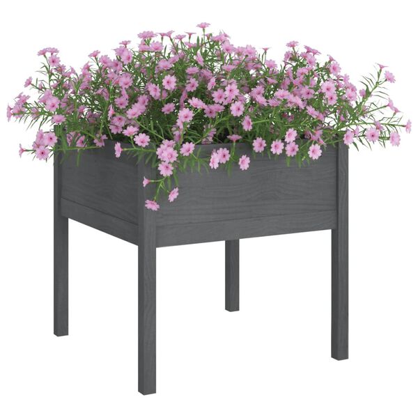 vidaXL Garden Planter Grey 70x70x70 cm Solid Pinewood