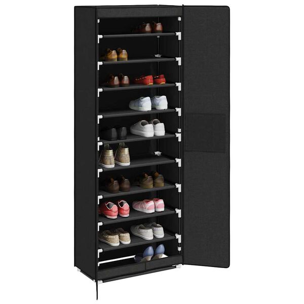 vidaXL Shoe Cabinet Black 60x30x166 cm Fabric