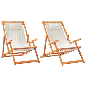 vidaXL Folding Chairs 2 pcs Cream Fabric