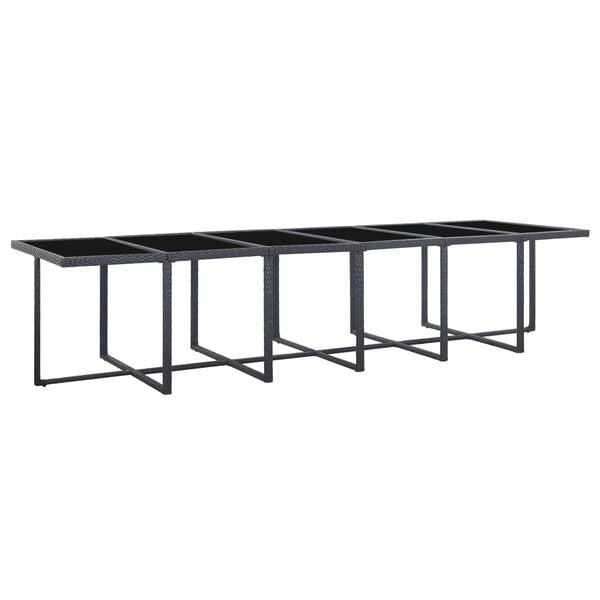 vidaXL 17 Piece Outdoor Dining Set with Cushions Poly Rattan Black