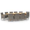 vidaXL 11 Piece Garden Dining Set with Cushions Grey