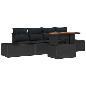 vidaXL Garden Sofa Set 5 pcs Black and Brown