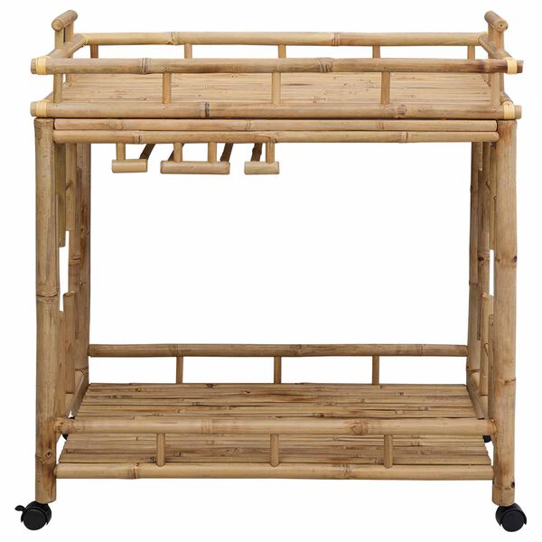 vidaXL Wine Trolley with Wheels Natural 85 x 50 x 93 cm Bamboo