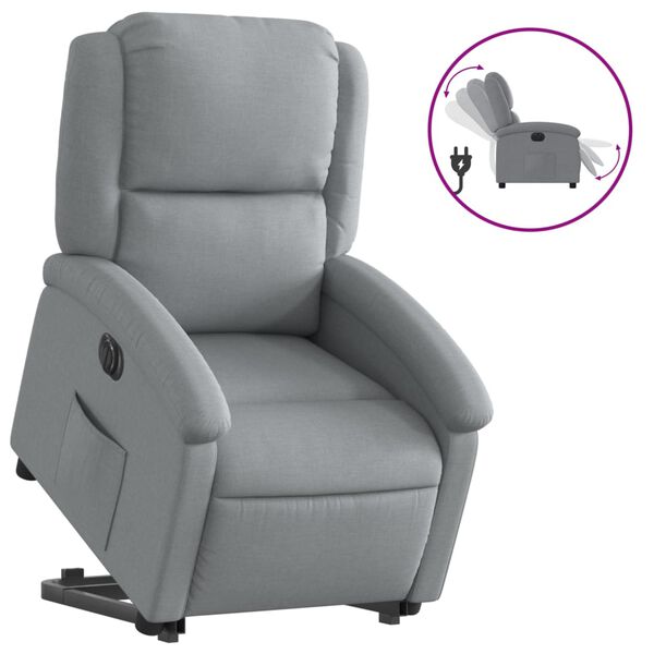 vidaXL Electric Stand up Recliner Chair Light Grey Fabric