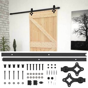vidaXL Sliding Door 80 x 210 cm Solid Pine Wood Natural and Black