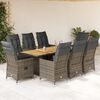 vidaXL 9 Piece Garden Dining Set with Cushions Grey Poly Rattan