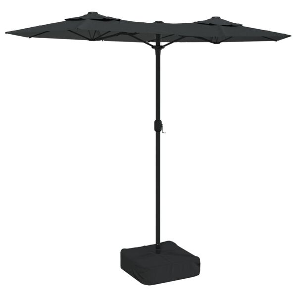 vidaXL Double-Head Garden Parasol with LEDs Anthracite 316x145 cm
