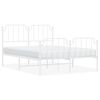 vidaXL Metal Bed Frame without Mattress with Footboard White 150x200cm