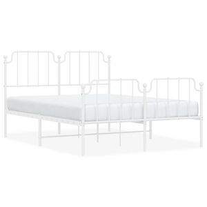 vidaXL Metal Bed Frame without Mattress with Footboard White 150x200cm