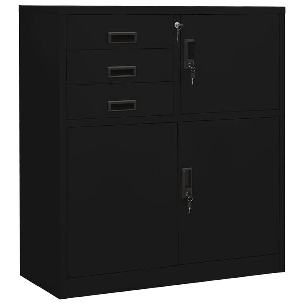 vidaXL Office Cabinet Black 90x40x102 cm Steel