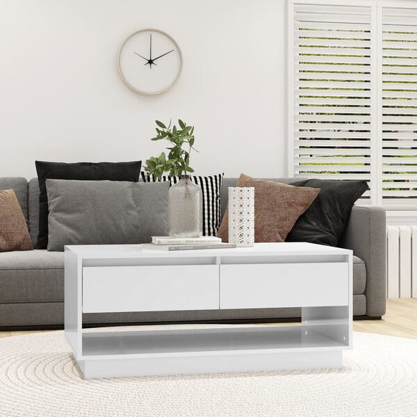 vidaXL Coffee Table High Gloss White 102.5x55x44 cm Engineered Wood