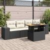 vidaXL 5 Piece Garden Sofa Set with Cushions Black Poly Rattan