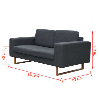 vidaXL 2-Seater and 3-Seater Sofa Set Dark Grey