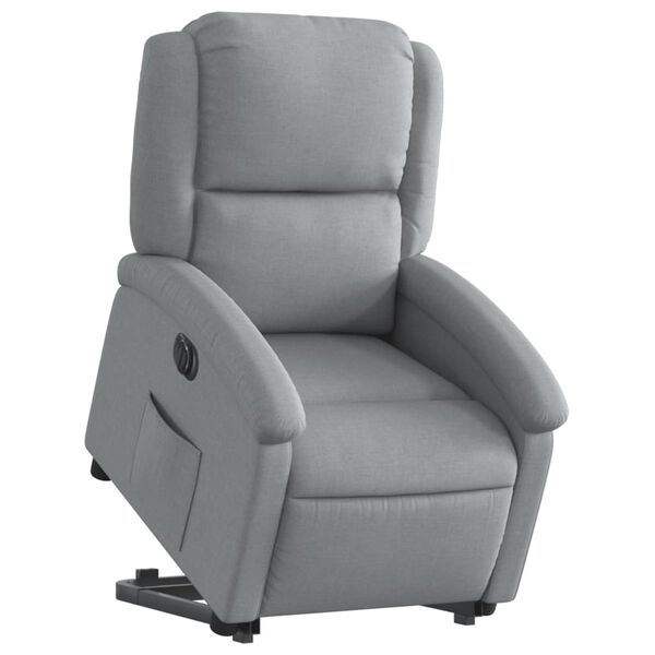 vidaXL Electric Stand up Recliner Chair Light Grey Fabric
