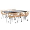 vidaXL 7 Piece Garden Dining Set Poly Rattan