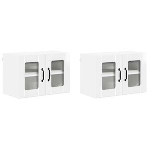 vidaXL Wall Glass Cabinet LUCCA 2 pcs High Gloss White Engineered Wood