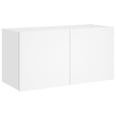 vidaXL TV Wall Cabinet with LED Lights White 80x35x41 cm