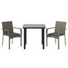 vidaXL 3 Piece Garden Dining Set with Cushions Black and Grey Poly Rattan
