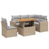 vidaXL 6 Piece Garden Sofa Set with Cushions Beige Poly Rattan