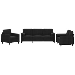vidaXL 3 Piece Sofa Set with Pillows Black Velvet