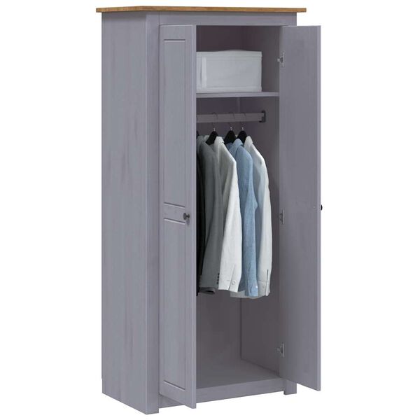 vidaXL Wardrobe Grey 80x50x171.5 cm Solid Pine Panama Range