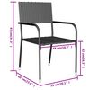 vidaXL 3 Piece Garden Dining Set Poly Rattan Black
