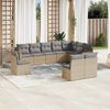 vidaXL 10 Piece Garden Sofa Set with Cushions Beige Poly Rattan