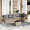 vidaXL 7 Piece Garden Sofa Set with Cushions Beige Poly Rattan