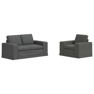 vidaXL Sofa 2 pcs Dark Grey 162 x 80 x 82 cm Fabric