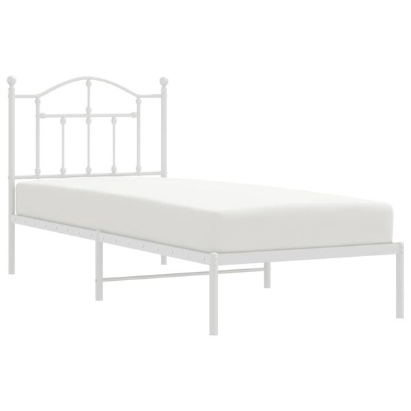 vidaXL Metal Bed Frame without Mattress with Headboard White 90x190cm