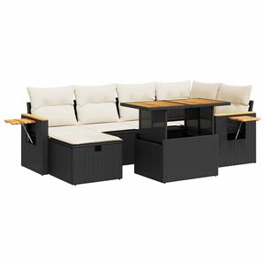 vidaXL 8 Piece Garden Sofa Set with Cushions Black Poly Rattan