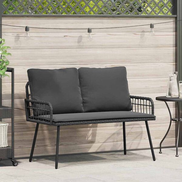 vidaXL Garden Bench with Cushion Grey 114 x 64 x 78cm Metal