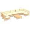 vidaXL 8 Piece Garden Lounge Set with Cream Cushions Solid Pinewood