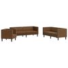 vidaXL 3 Piece Chesterfield Sofa Set Brown Faux Suede Leather
