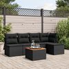 vidaXL 6 Piece Garden Sofa Set with Cushions Black Poly Rattan